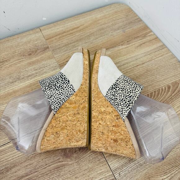 TOMS Monica Cork Wedge Beige And Black Polka Dot Women’s Size 7 - Picture 7 of 11